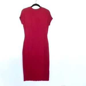 Love J Solid Wine Red Pencil Work Dress Cut Out Ba